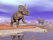 Diceratops dinosaurs in nature - 3D render