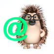 Cute hedgehog with email address symbol