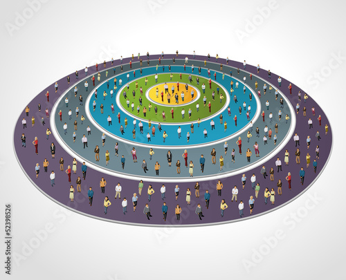 Vector: Template for brochure with business people over a target shape Template for brochure with business people over a target shape