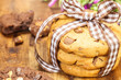 Pile of delicious chocolate chip cookies