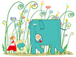 Elephant, girl and presents
