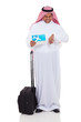 middle eastern businessman checking flight time