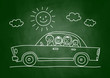 Vector: Car drawing on blackboard Car drawing on blackboard