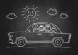 Car drawing on blackboard