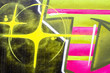 Colorful graffiti, abstract grunge grafiti background over textu