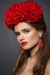 Beauty portrait of handsome girl with red lips