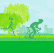 silhouette of marathon runner and cyclist race