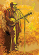 Banjo player (drawing into vector)