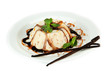 Panna Cotta with chocolate  and caramel sauce and vanilla