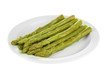 Asparagus on plate, isolated on white