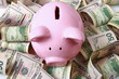 Photo: piggy bank on dollars piggy bank on dollars