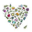 Vector: Sketch of floral heart for your design Sketch of floral heart for your design
