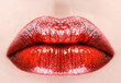 Red glossy lips