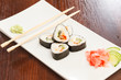 sushi with chopsticks