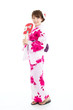 Beautiful young woman wearing japanese traditional kimono
