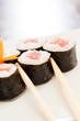 sushi with chopsticks