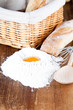Photo: bread, flour, eggs and kitchen utensil bread, flour, eggs and kitchen utensil