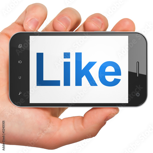 Illustration: Social network concept: Like on smartphone Social network concept: Like on smartphone