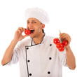 Cook testing fresh tomatoes