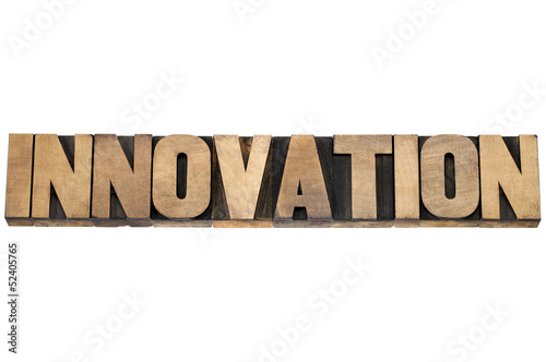 Photo: innovation word in wood type innovation word in wood type