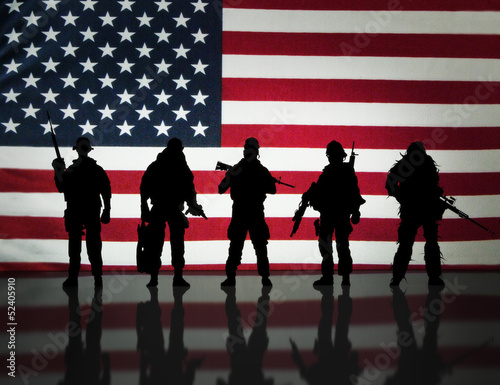 Illustration: American special forces Silhouette American special forces Silhouette