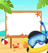 Vector: Penguin With Snorkel Message Penguin With Snorkel Message