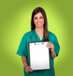 Atractive medical with a blank paper on clipboard