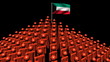 pyramid of men with rippling Kuwaiti flag animation