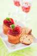 Savoury muffins with bresaola and red pepper, selective focus
