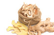 Fresh and dry Ginger, asian herb and spice