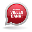 Rote vielen Dank Sprechblase