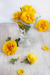bunch of flowers in the glass beaker