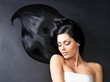 Beautiful  woman with long straight hair