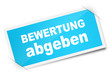 Etikett blau Bewertung