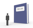 A person standing in front of a big law book feeling intimidated