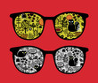 Retro sunglasses with reflection in it.