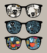 Retro sunglasses with reflection in it.