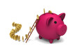 3D model of coins climbing up the stair to piggy bank hole