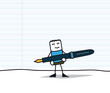 Personnage qui tient un stylo plume
