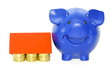 Geldhaus mit blauem Schwein