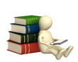 Puppet with e-book and books
