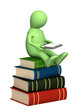 Puppet with e-book and books