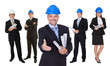 Portrait of happy architect and his team