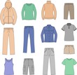 Vector illustration of women's casual clothes. Sport style