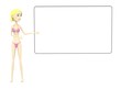 3d render of cartoon female swimmer with empty board