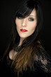 Portrait of a bautiful young woman with red lipstick