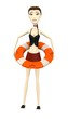 3d render of cartoon character with buoy