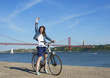 Happy woman with bicycle