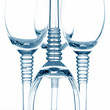 Wine glasses on white, decorative art background
