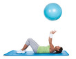 Woman Exercising On Pilates Ball